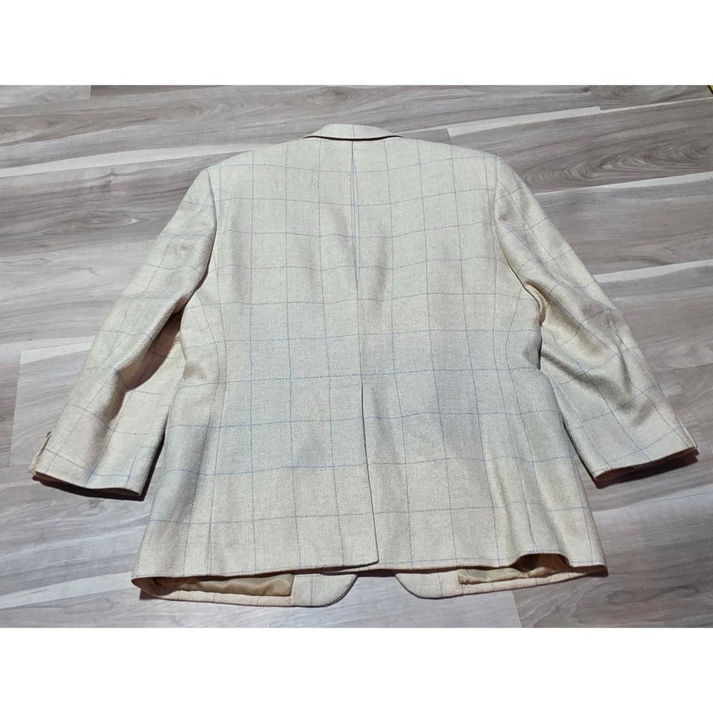 Haspel Men's Beige Blue Check Blazer Two-Button Double Vent 22" Chest - Picture 3 of 8